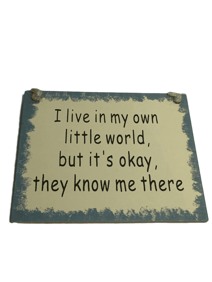 “I Live In My Own World” 5”X4” Plaque