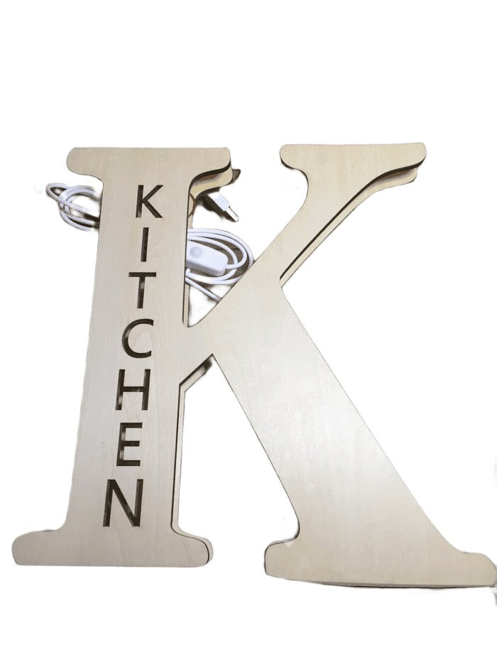 Light-Up Wooded Kitchen Sign (025)